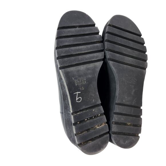 Eileen Fisher Chelsea Platform Wedge Leather Ankle Bootie Pull On Black Size 10 - Picture 9 of 10